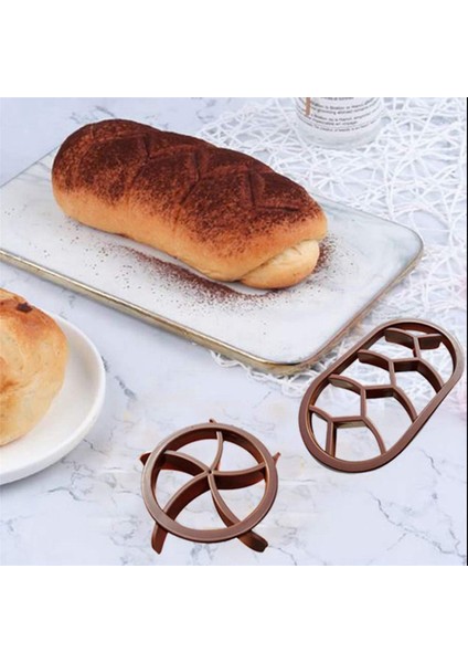 2x Ekmek Hamur Basın Kalıp Seti Ekmek Kesiciler Pişirme Ekmek Ruloları Kalıp Plastik Pasta Kesiciler Damga Yuvarlak Oval (Yurt Dışından) modelleri