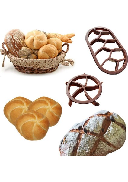 2x Ekmek Hamur Basın Kalıp Seti Ekmek Kesiciler Pişirme Ekmek Ruloları Kalıp Plastik Pasta Kesiciler Damga Yuvarlak Oval (Yurt Dışından) fırsatları