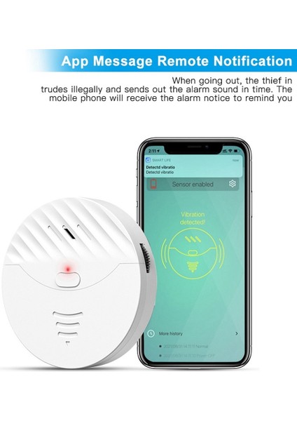 Tuya Akıllı Wifi Alarm Kapı ve Pencere Titreşim Sensörü Güvenlik Koruma Uyarısı Alexa ile Çalışır, Smart Life(Beyaz) (Yurt Dışından)