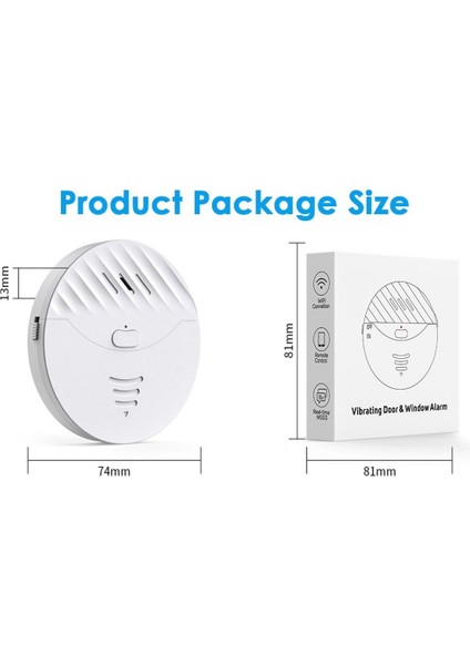 Tuya Akıllı Wifi Alarm Kapı ve Pencere Titreşim Sensörü Güvenlik Koruma Uyarısı Alexa ile Çalışır, Smart Life(Beyaz) (Yurt Dışından)
