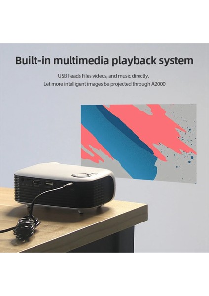 Mini Projektör Ev Sineması Taşınabilir 3D LED Video Projektörü Oyun Projektörü 4K 1080P Hd Bağlantı Noktası Üzerinden Akıllı Tv Kutusu Abd-Fiş A (Yurt Dışından)