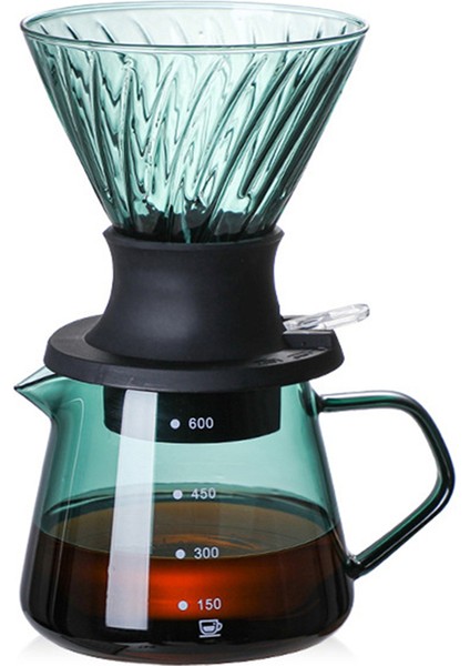 600 ml Daldırma Damlatıcı Anahtarı Cam Kahve Makinesi Üzerine Dökün V Şekli Damla Kahve Damlatıcı ve Filtreler Yeşil (Yurt Dışından) modelleri