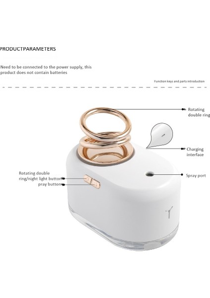 300 ml Mini Hava Nemlendirici USB Aromaterapi Aroma Esansiyel Yağı Difüzör Serin Mist Maker LED Gece Lambası-Beyaz (Yurt Dışından)