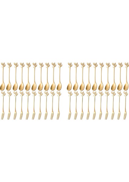 Tatlı Kaşığı Çatal Seti,40 Adet 4.7 Inç Kek Çatalı,kahve Kaşığı, Meyve Çatalı,(10 Kaşık + 10 Çatal) (Yurt Dışından)