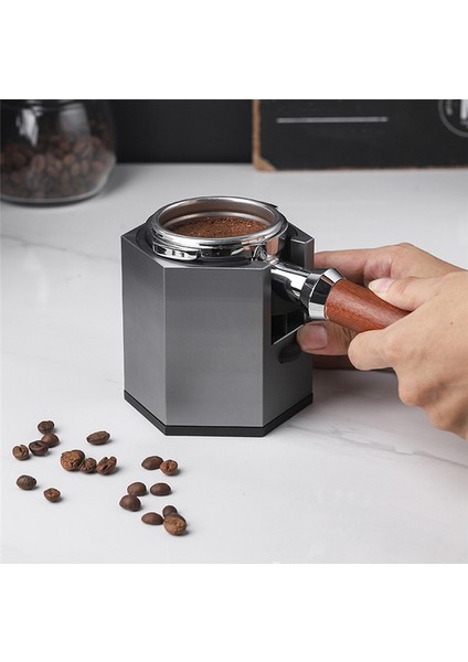 Elmas Paslanmaz Çelik Kahve Filtresi Kolu Tutucu Espresso Mat Standı Kahve Sabotaj Tabanı Raf Aksesuarları Siyah (Yurt Dışından)