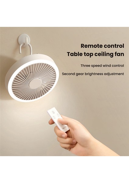 USB Şarj Edilebilir Fan Kablosuz Uzaktan Kumanda Açık Kamp Çadırı Taşınabilir Tavan Vantilatörü Masaüstü Yurdu Mini Duvar Fan3 (Yurt Dışından)