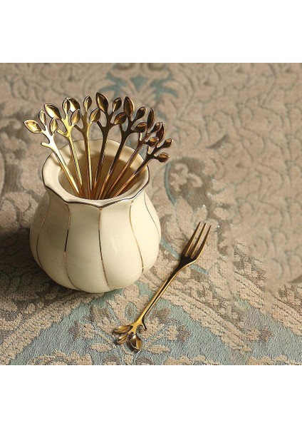 10 Adet Paslanmaz Çelik Yaprak Kek Meyve Çatal Seti Tadım Tatlı Çatal Mutfak Aksesuarı Düğün Parti Altın (Yurt Dışından) fırsatları