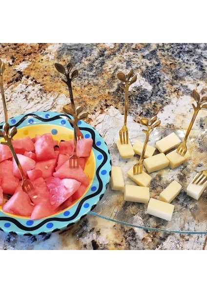 10 Adet Paslanmaz Çelik Yaprak Kek Meyve Çatal Seti Tadım Tatlı Çatal Mutfak Aksesuarı Düğün Parti Altın (Yurt Dışından) indirimleri