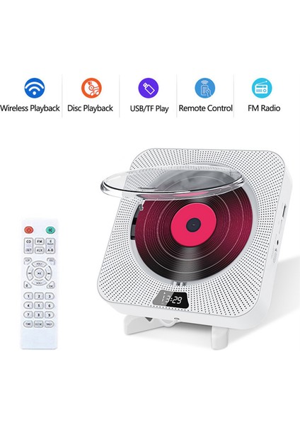CD Çalar Duvara Monte Fm Radyo Bluetooth USB Disk Taşınabilir Taşınabilir Müzik Çalar Uzaktan Kumanda Stereo Hoparlör-Abd Fişi (Yurt Dışından)
