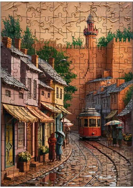 Ahşap Mdf Puzzle Yapboz Tramvay Yolu ve Eskişehir 120 Parça 25*35 cm