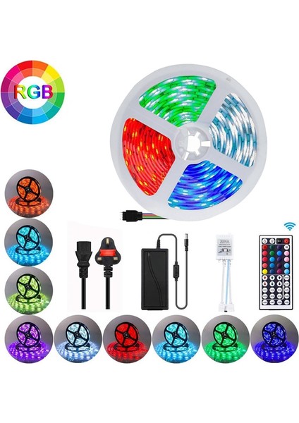 LED Şerit Işıklar 5m Su Geçirmez 5050 Rgb Şerit Işık, Ev Bar Noel Cadılar Bayramı Partisi Için 44 Tuşlu Uzaktan Kumanda (Ab Tak) (Yurt Dışından)