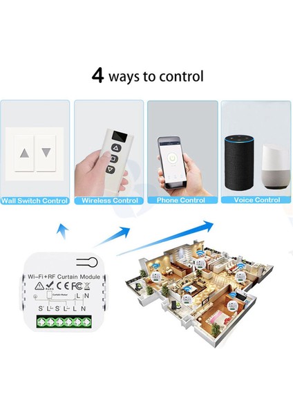 2x Tuya Akıllı Yaşam Wifi 433 Mhz Kör Perde Anahtarı Elektrikli Panjur Kontrolü Için Rf Uzaktan Kumandalı, 1rc 1re (Yurt Dışından)