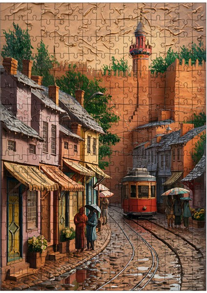 Ahşap Mdf Puzzle Yapboz Tramvay Yolu ve Eskişehir 255 Parça 35*50 cm