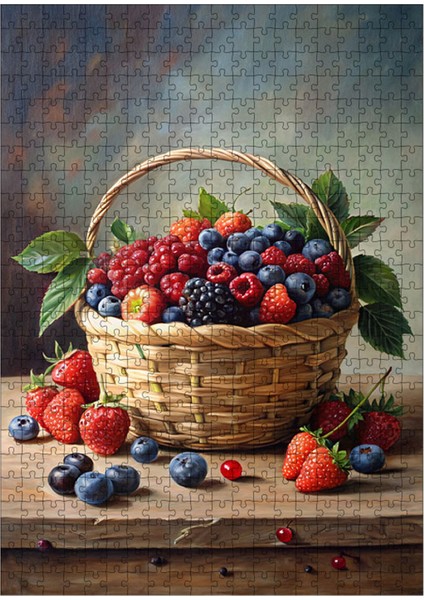 Ahşap Mdf Puzzle Yapboz Orman Meyveleri 500 Parça 50*70 cm