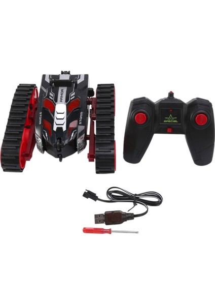 Rc Araba Mini Dublör Araba 2.4g Paletli Rulo Uzaktan Kumanda Araba 360 Rotasyon Yuvarlanan Araç Çocuk Oyuncak Hediye Kırmızı (Yurt Dışından)