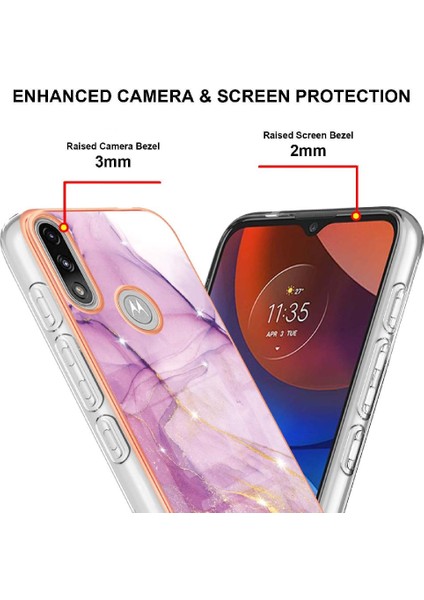 Motorola Moto E7 Güç Yumuşak Tampon Mermer Desen Ince Tpu Için Kılıf (Yurt Dışından)