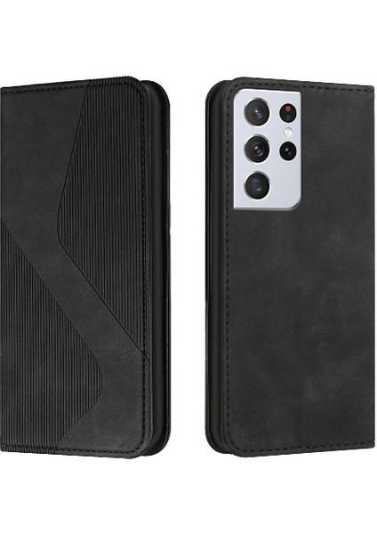 Samsung Galaxy S21 Ultra Kart Yuvaları Tutucu Manyetik Folio Kapak Pu (Yurt Dışından)