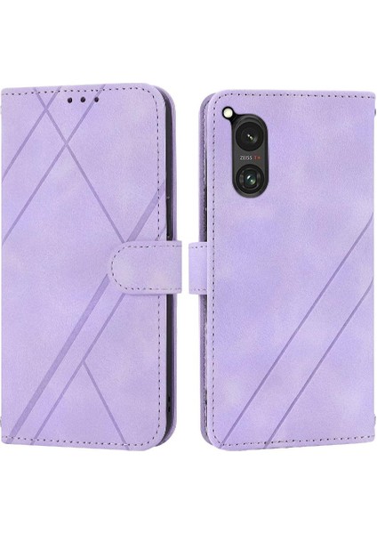 Sony Xperia 5 V Için Kickstand Durumda Bilek Kayışı Pu Deri Kapak Kartı (Yurt Dışından)