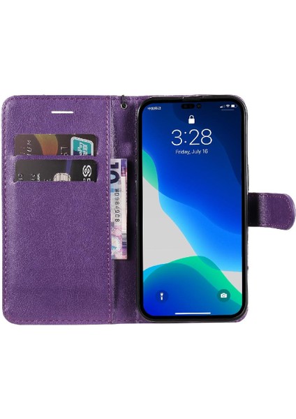 Iphone 14 Için Flip Case Pro Klasik Düz Renk Iş Cüzdan Telefon Kılıfı (Yurt Dışından)