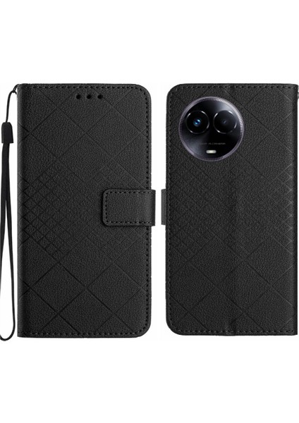 Realme 11 5g Manyetik Kapak Için Flip Case Kart Yuvası Standı Elmas Kabartmalı (Yurt Dışından)