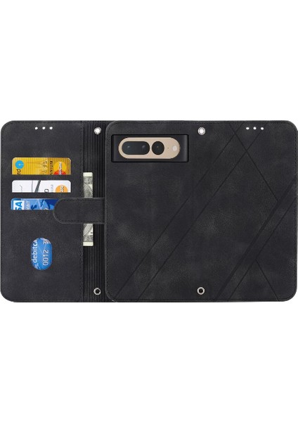 Google Piksel 8 Pro Kickstand Bilek Kayışı Pu Deri Kapak Için Filp Durumda (Yurt Dışından)