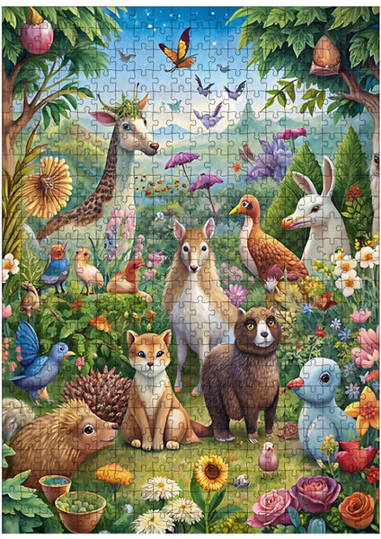 Ahşap Mdf Puzzle Yapboz Hayvanlar Alemi 500 Parça 50*70 cm