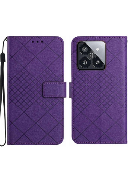 Bdt Shop Xiaomi 14 Elmas Kabartmalı Kart Yuvası Için Flip Case El Kayışı ile Standı (Yurt Dışından)