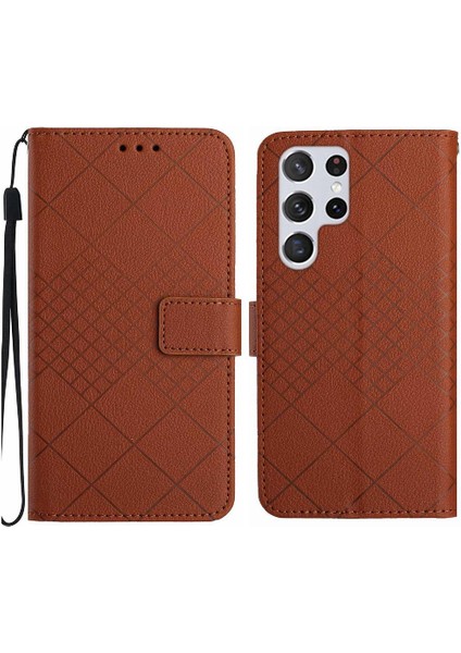 Samsung Galaxy S22 Için Flip Case Ultra Elmas Kabartmalı Cüzdan Pu Deri (Yurt Dışından)