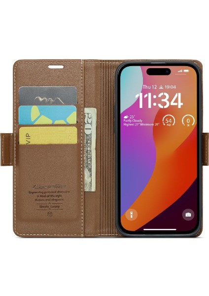 IPhone 15 Pro Max Anti Dolandırıcılık Kart Yuvası Cüzdan Durumda Durumda (Yurt Dışından)
