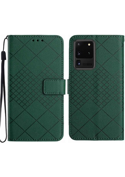 Samsung Galaxy S20 Için Flip Case Ultra Elmas El Kayışı ile Kabartmalı Pu (Yurt Dışından)