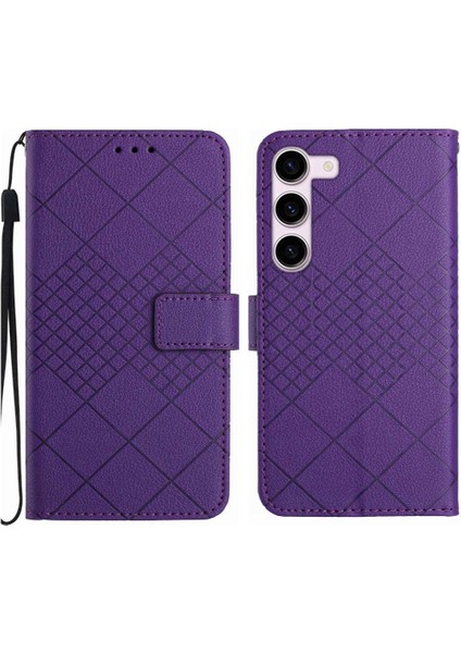 Samsung Galaxy S23 Artı Cüzdan Pu Deri Elmas Kabartmalı Için Flip Case (Yurt Dışından)