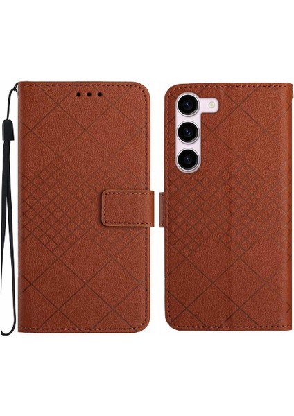 Samsung Galaxy S23 Artı Cüzdan Pu Deri Elmas Kabartmalı Için Flip Case (Yurt Dışından)