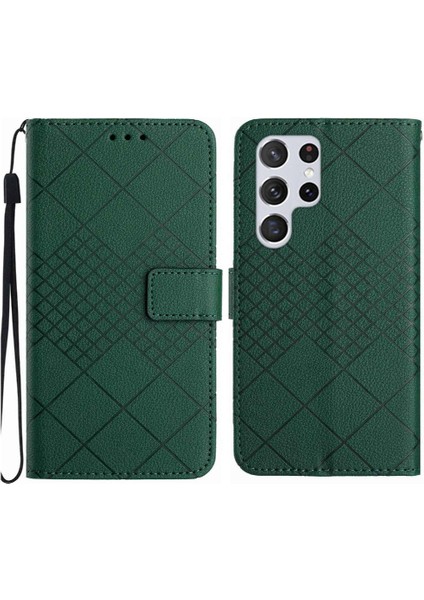 Samsung Galaxy S22 Için Flip Case Ultra Elmas Kabartmalı Cüzdan Pu Deri (Yurt Dışından)