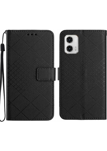 Motorola Moto G53 Için Flip CASE/G23/MOTOROLA Kart Yuvası El Kayışı Pu ile Standı (Yurt Dışından)