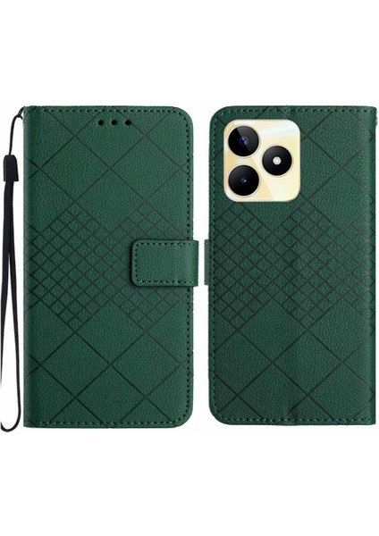 El Kayışı Cüzdan Pu Deri ile Realme C53 Kart Yuvası Standı Için Flip Case (Yurt Dışından)