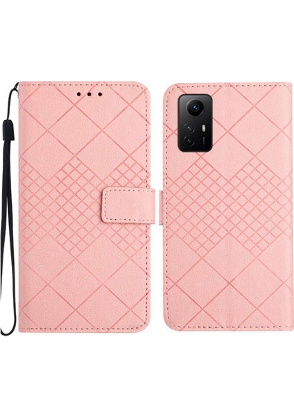 El Kayışı Elmas Kabartmalı Cüzdan Pu ile Xiaomi 12 Lite Için Flip Case (Yurt Dışından)