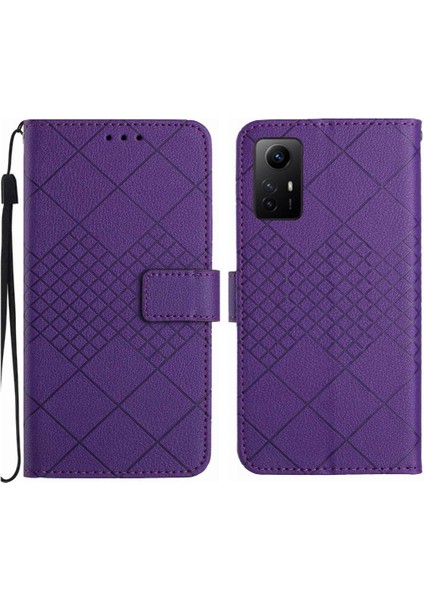 El Kayışı Elmas Kabartmalı Cüzdan Pu ile Xiaomi 12 Lite Için Flip Case (Yurt Dışından)
