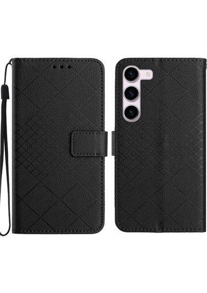 Samsung Galaxy S23 Artı Cüzdan Pu Deri Elmas Kabartmalı Için Flip Case (Yurt Dışından)