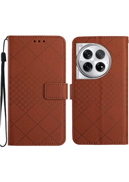 Oneplus 12 5g Elmas Kabartmalı Kart Yuvası Için Flip Case El Pu ile Standı (Yurt Dışından)