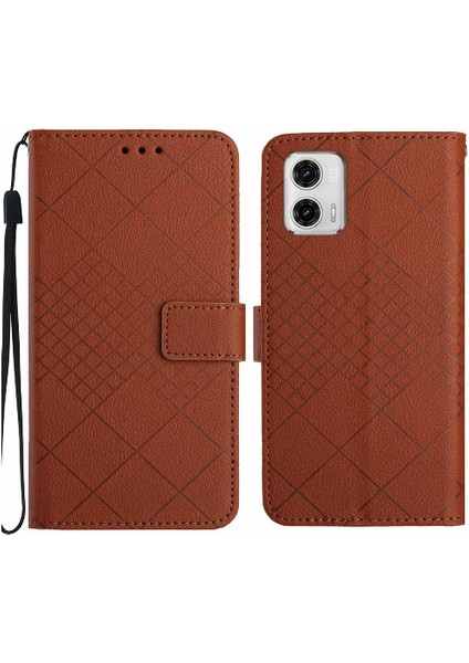 Motorola Moto G53 Için Flip CASE/G23/MOTOROLA Kart Yuvası El Kayışı Pu ile Standı (Yurt Dışından)