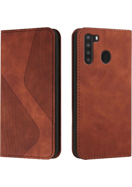Samsung Galaxy A21 Cüzdan Kickstand Manyetik Folio Kapak Pu Kart (Yurt Dışından)