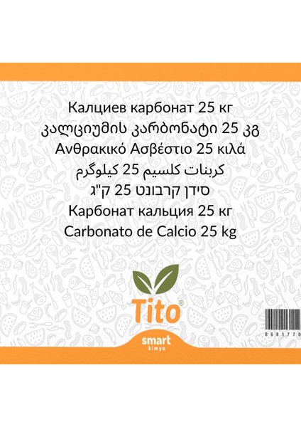 Kalsiyum Karbonat [Gıda Tipi] 25 Kg