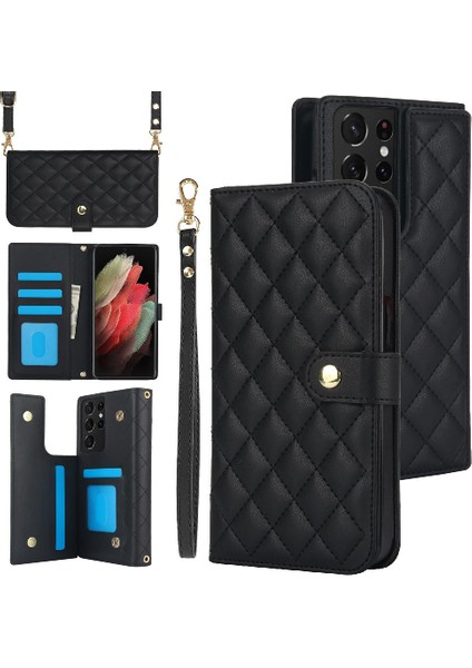 Samsung Galaxy S21 Ultra Crossbody Tarzı 5 Kart Yuvaları ile Cüzdan (Yurt Dışından)