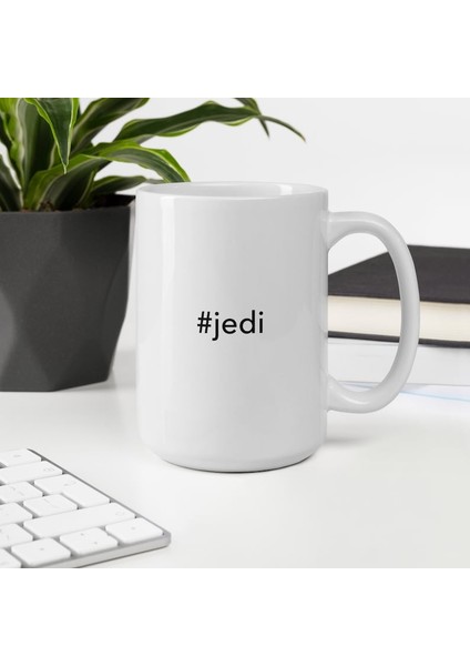 Etiket Hashtag Jedi - #jedi - Beyaz Parlak Kupa - İngilizce Kahve Kupa