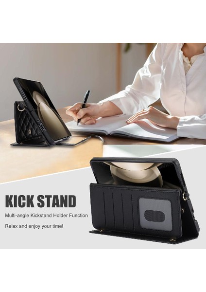Samsung Galaxy Z Fold 3 Crossbody Tarzı 5 Kart Yuvaları ile Standı (Yurt Dışından)