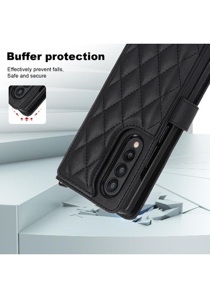 Samsung Galaxy Z Fold 3 Crossbody Tarzı 5 Kart Yuvaları ile Standı (Yurt Dışından)