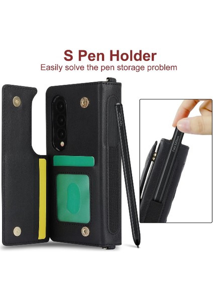 Samsung Galaxy Z Fold 3 Crossbody Tarzı 5 Kart Yuvaları ile Standı (Yurt Dışından)