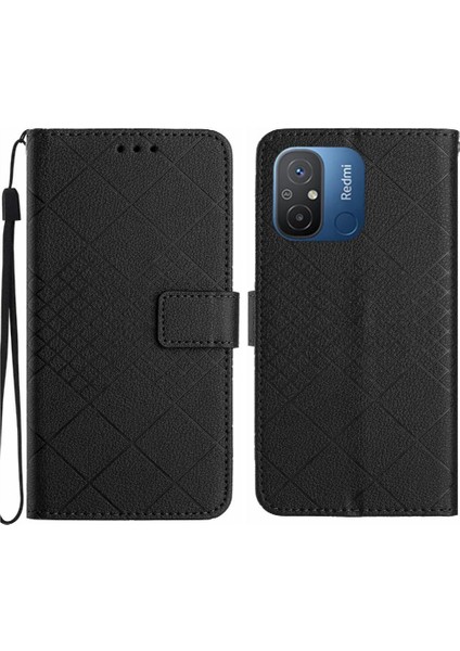 Xiaomi Poco C55 Manyetik Kapak Için Flip Case Elmas Kabartmalı Kart Yuvası Pu (Yurt Dışından)