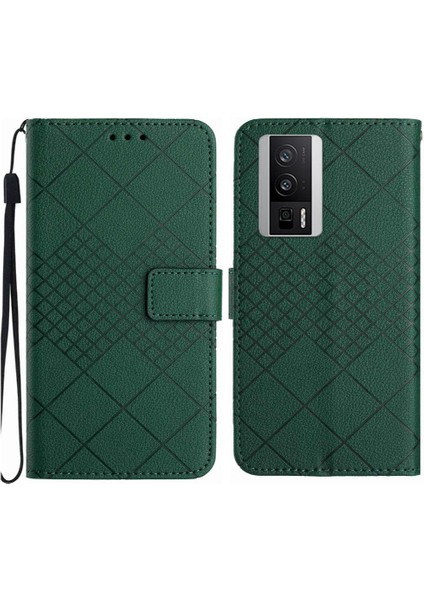 Xiaomi Poco F5 Pro Elmas Için Flip Case El Kayışı Cüzdan ile Kabartmalı (Yurt Dışından)