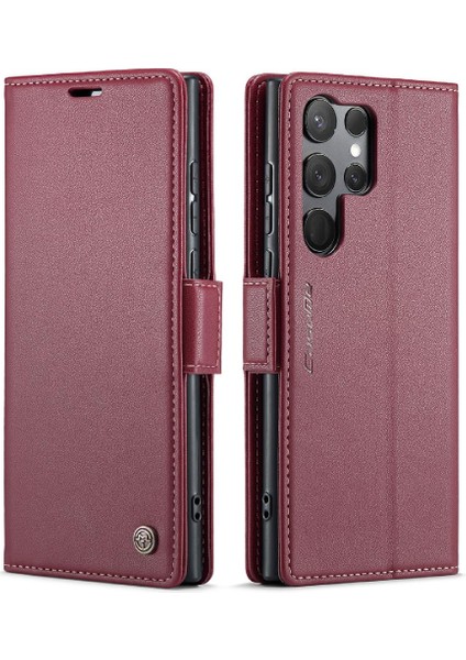 Samsung Galaxy S23 Ultra Anti Dolandırıcılık Kickstand Cüzdan Durumda (Yurt Dışından)
